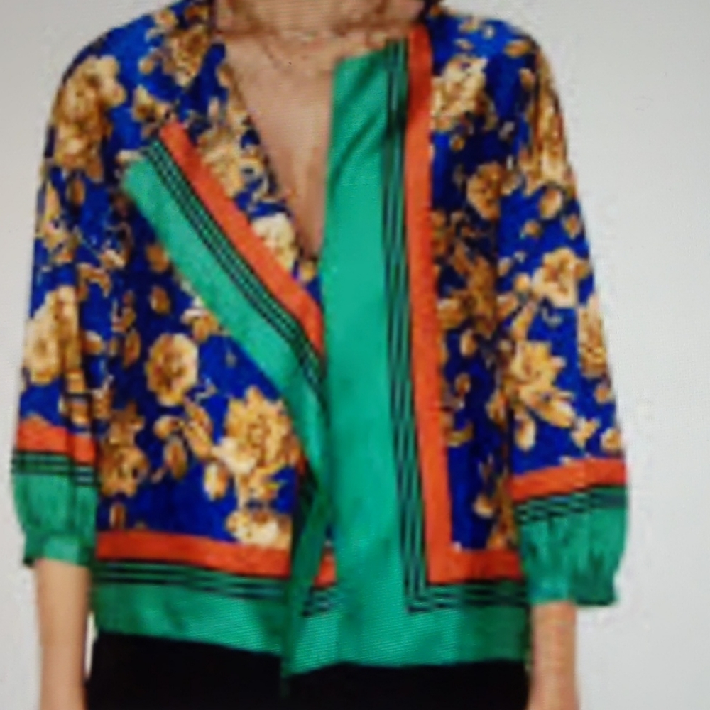 Zara scarf print blouse NWOT.